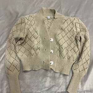 SHEIN Taupe Diamond Knit Cardigan